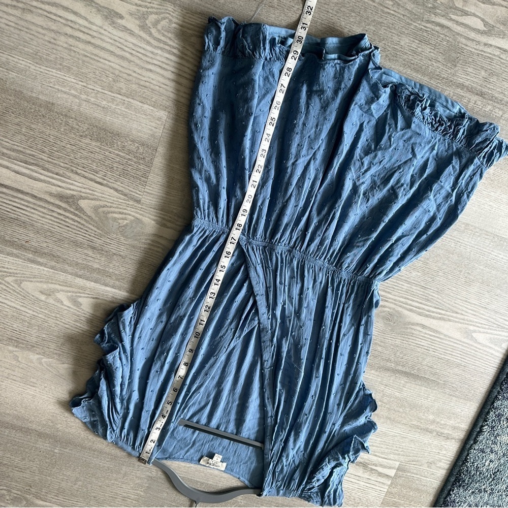 Umgee Blue Textured V Neck Romper Medium - Picture 13 of 14